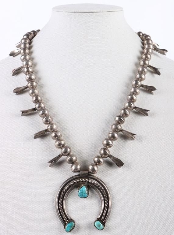 TURQUOISE SOUTHWEST STERLING BEADED NECKLACE (1 of 2)