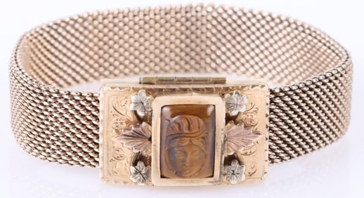 VINTAGE GOLD-FILLED CAMEO LADIES BRACELET