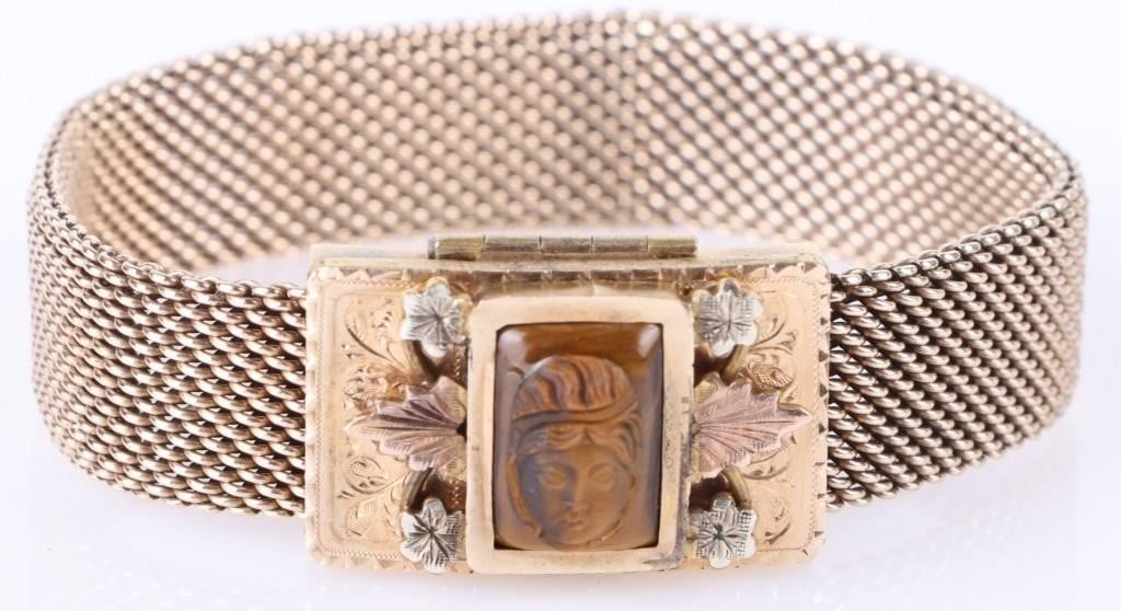 VINTAGE GOLD-FILLED CAMEO LADIES BRACELET (1 of 4)