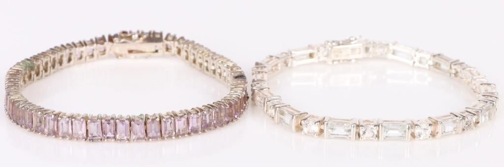 AMETHYST & TOPAZ LADIES 925 SILVER BRACELETS-(2) (1 of 5)