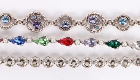 MULTI-COLORED CZ STERLING SILVER LADIES BRACELETS