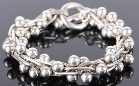 STERLING SILVER BEADED LADIES BRACELET