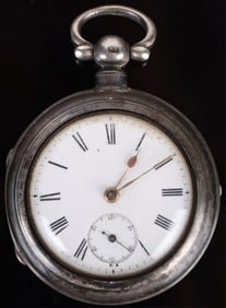 ANTIQUE STERLING SILVER POCKET WATCH ENCASED