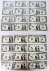 2006 & 2009 UNCUT SHEETS OF DOLLAR BILLS - (6)