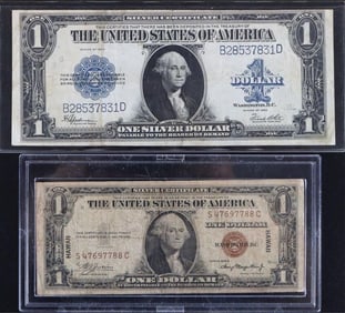 TWO 1920-30'S $1 U.S. SILVER CERTIFICATE BANKNOTES