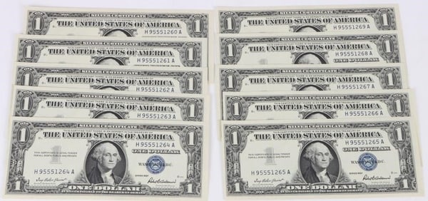 1957 CONSECUTIVE $10 UNCIRC. NOTES - LOT OF 10
