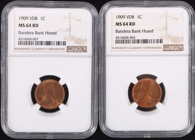 1909 VDB NGC MS-64 RD LINCOLN HEAD WHEAT CENT -(2)