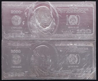 2000 FINE SILVER $100 FR NOTE 4 OZT BULLION - (2)