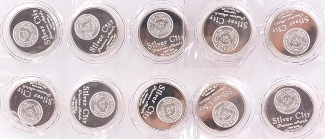 FINE SILVER 1 TROY OUNCE SILVER CITY ROUNDS - (10)