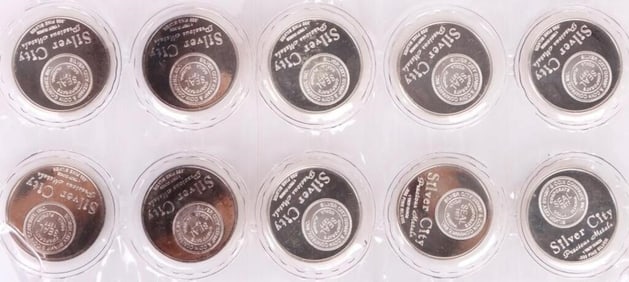 FINE SILVER 1 TROY OUNCE SILVER CITY ROUNDS - (10)