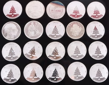 FINE SILVER 1 TROY OZ CHRISTMAS ROUNDS ROLL OF 20