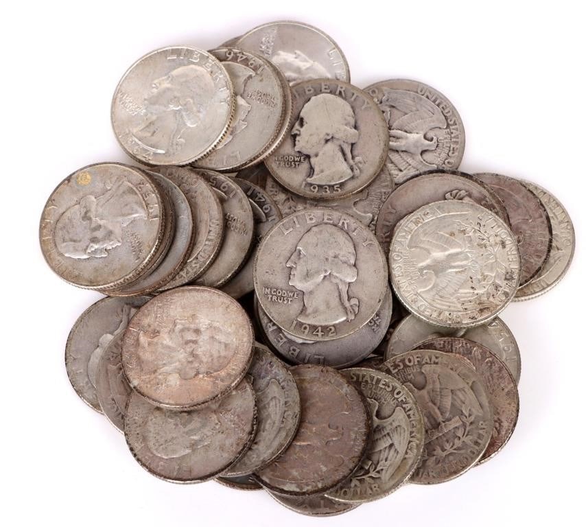 90% SILVER WASHINGTON QUARTERS - LOT OF 40 (1 of 4)