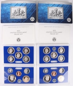 2022 SILVER PROOF SETS US MINT W/ COA'S & BOXES