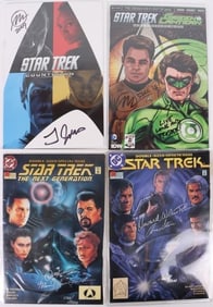 SIGNED STAR TREK COMIC BOOKS - (4)