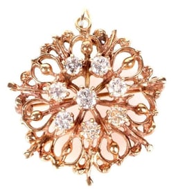 10K YELLOW GOLD NATURAL DIAMOND FILIGREE PENDANT