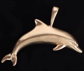 14K YELLOW GOLD DOLPHIN LADIES PENDANT