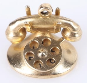 14K YELLOW GOLD PHONE CHARM & PENDANT
