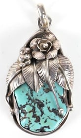 STERLING SILVER TURQUOISE NAVAJO LADIES PENDANT