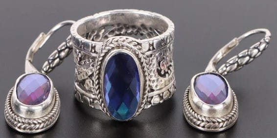 SARDA DESIGNER STERLING SILVER BLUE QUARTZ JEWELY