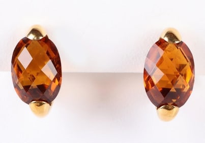 18K YELLOW GOLD CITRINE LADIES EARRINGS