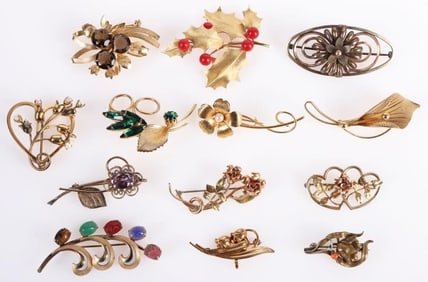 BEAUTIFUL ASSORTMENT OF LADIES BROOCHES (13)