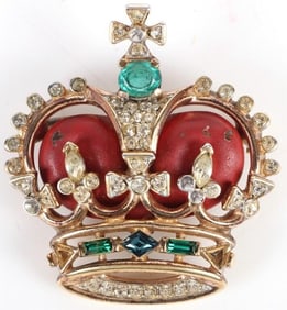 VINTAGE TRIFARI CROWN RHINESTONE LADIES BROOCH