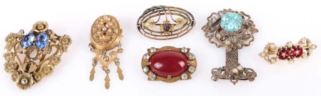 ANTIQUE BRASS BROOCH COLLECTION (6) (1 of 5)