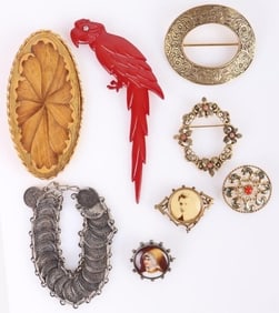 ANTIQUE ARTISAN METAL FASHION BROOCHES & BRACELET