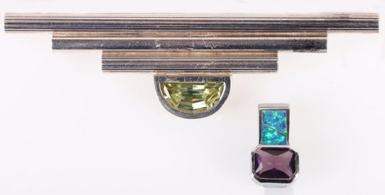 AMETHYST & OPAL PENDANT, STERLING BAR PIN LOT