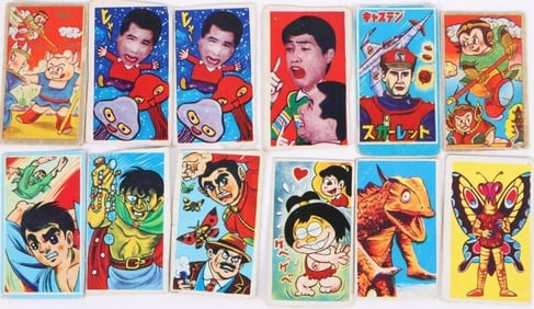 VINTAGE JAPANESE 1960'S MENKO CARDS LOT OF 12