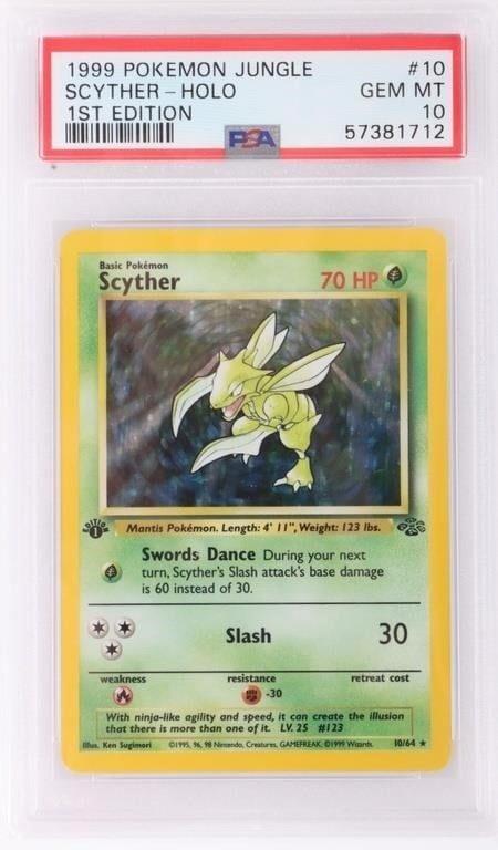 1999 POKEMON JUNGLE SCYTHER-HOLO 1ST ED PSA 10 GM (1 of 2)