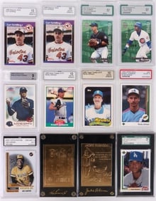 ASSORTED HIGH GRADE SLEEVED BASEBALL CARDS - (12)
