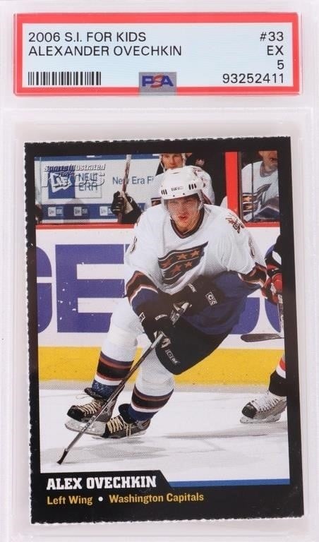 #33 ALEXANDER OVECHKIN 2006 S.I. FOR KIDS PSA 5 EX: #33 Alexander Ovechkin 2006 Sports Illustrated For Kids trading card PSA 5 EX. Alexander Ovechkin is a Left Wing for the Washington Capitals and is often regarded as one of the greatest goal scorers o