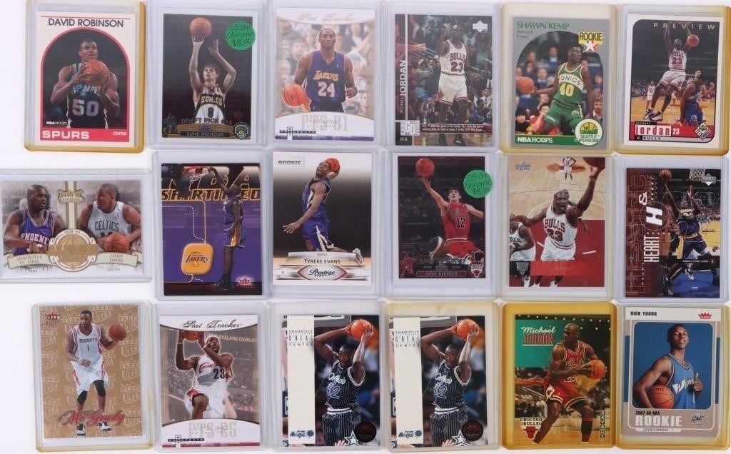 ASSORTED HIGH GRADE SLEEVED BASKETBALL CARDS -(18) (1 of 3)