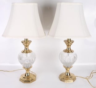 HAND-MADE HUNGARIAN CRYSTAL TABLE LAMP PAIR