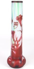 DAUM NANCY CAMEO GLASS ART RED FRENCH VASE