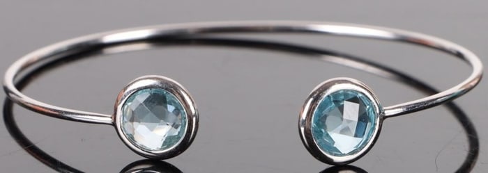 5.0CTW ROUND BLUE TOPAZ STERLING SILVER BRACELET