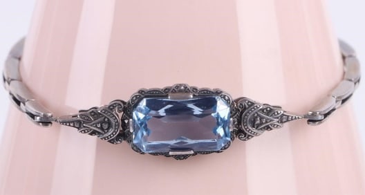 BEAUTIFUL VINTAGE NATURAL TOPAZ ART DECO BRACELET