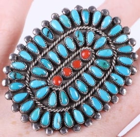 STERLING SILVER TURQUOISE NAVAJO V.M.R LADIES RING