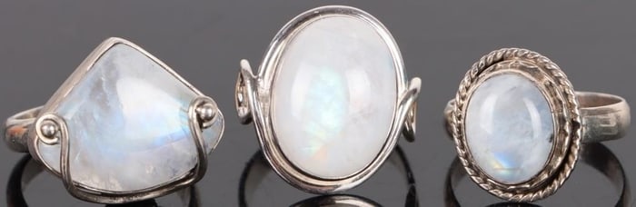 SOUTHWEST-STYLE MOONSTONE STERLING SILVER RINGS
