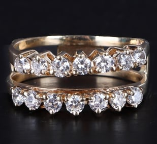 0.98CTW DIAMOND 14K YELLOW GOLD RING GUARD