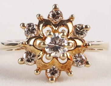 0.49CTW DIAMOND 14K YELLOW GOLD FLORAL RING