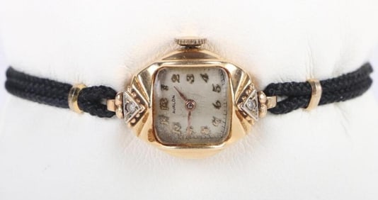 14K YELLOW GOLD DIAMOND ANTIQUE AVALON WATCH