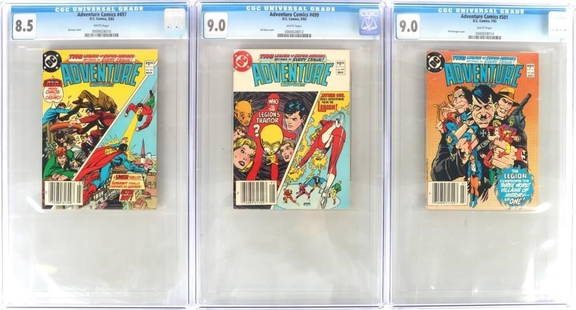 ADVENTURE COMICS #497, 499, & 501 CGC GRADE COMICS: Adventure Comics #497, 499, & 501 CGC graded comics 8.5, 9.0, & 9.0 respectively.Condition: CGC 8.5 & 9.0 White Pages. Comic books DC Bronze Age (1970-1985) Graded and Slabbed