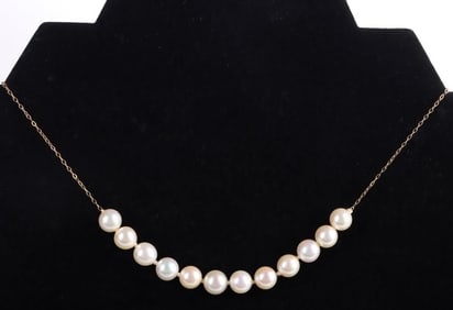 6.8-7.3MM FRESHWATER PEARLS 14K GOLD NECKLACE