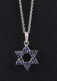 EFFY NOVELTY 14K SAPPHIRE STAR OF DAVID NECKLACE