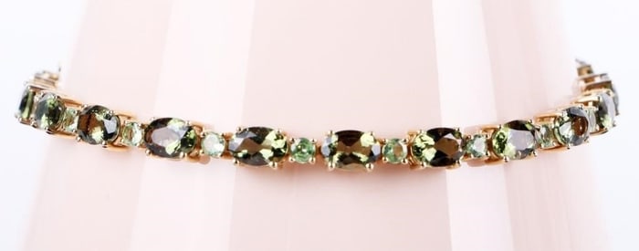 10K YELLOW GOLD GREEN CITRINE LADIES BRACELET