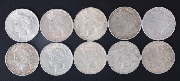 90% SILVER LIBERTY PEACE DOLLARS - (10)