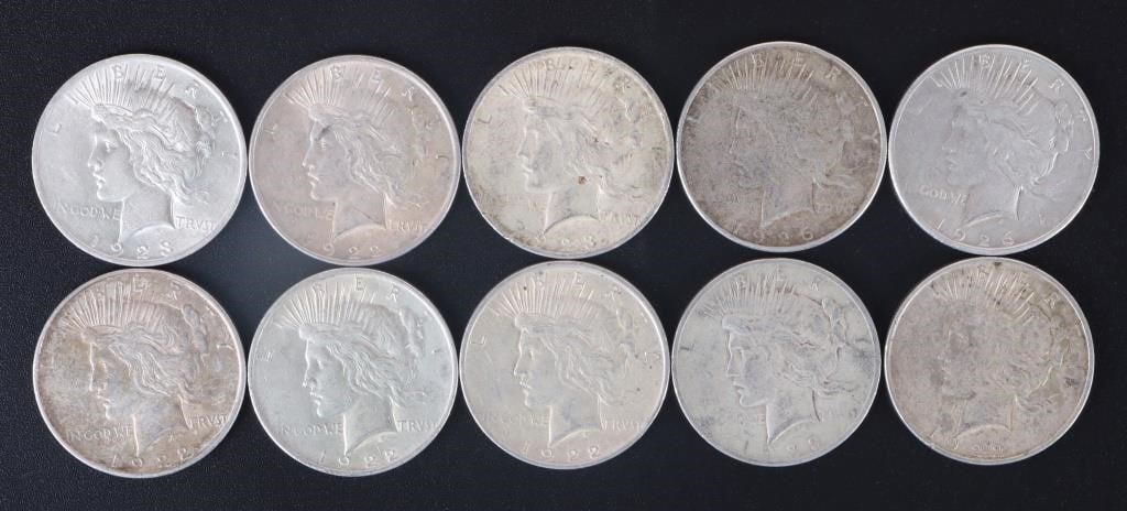 90% SILVER LIBERTY PEACE DOLLARS - (10) (1 of 2)