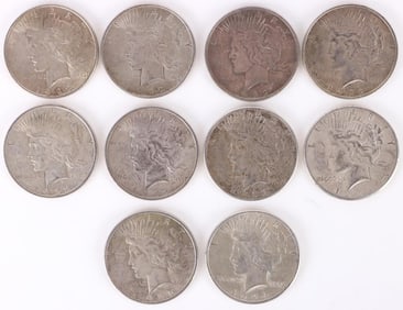90% SILVER LIBERTY PEACE DOLLARS - (10)